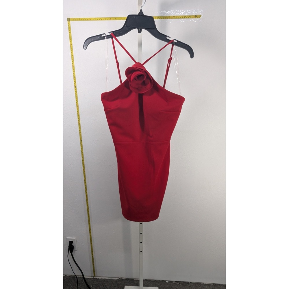 Speechless Red Rosette Halter Mini Dress Bodycon Cocktail Party Size 9